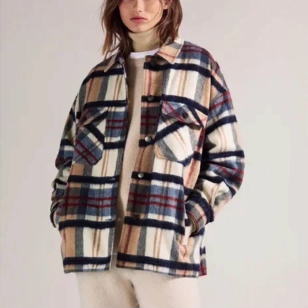 Zara Women’s Over Sized Shacket Jacket Multicolor Plaid XXL